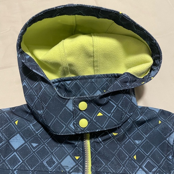 Kids Softshell Jacket Windbreaker, fleece-lined, size 4-5, blue & neon yellow - Picture 8 of 9